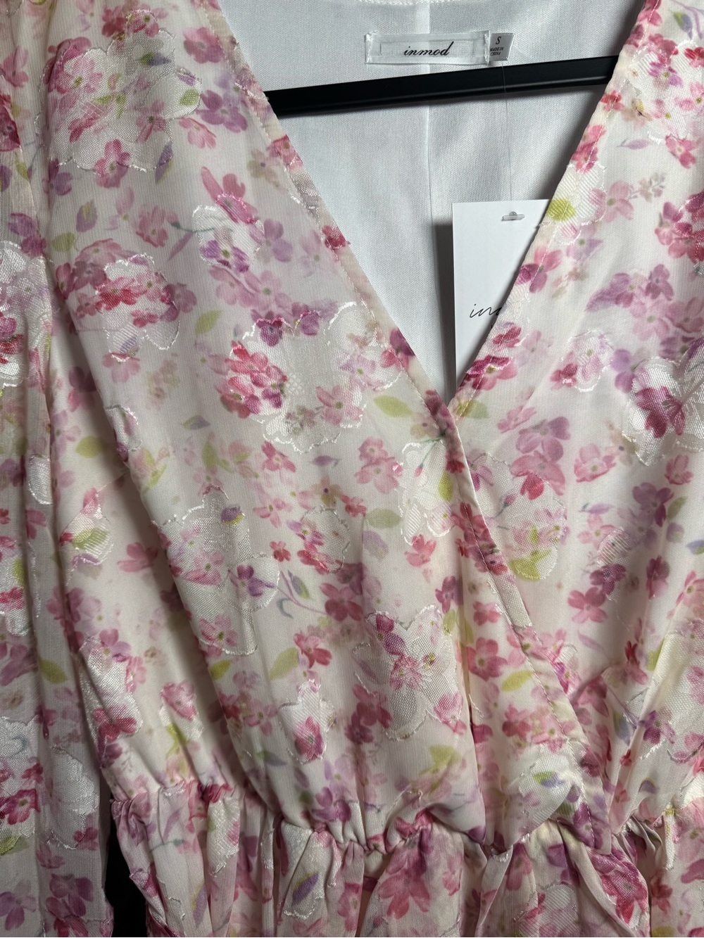 Pink Floral Wrap Maxi Dress with Tie Waist - Picture 4 of 4